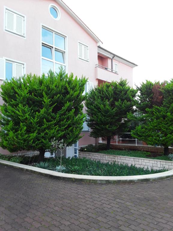 two trees in front of a building at Molnar in Premantura