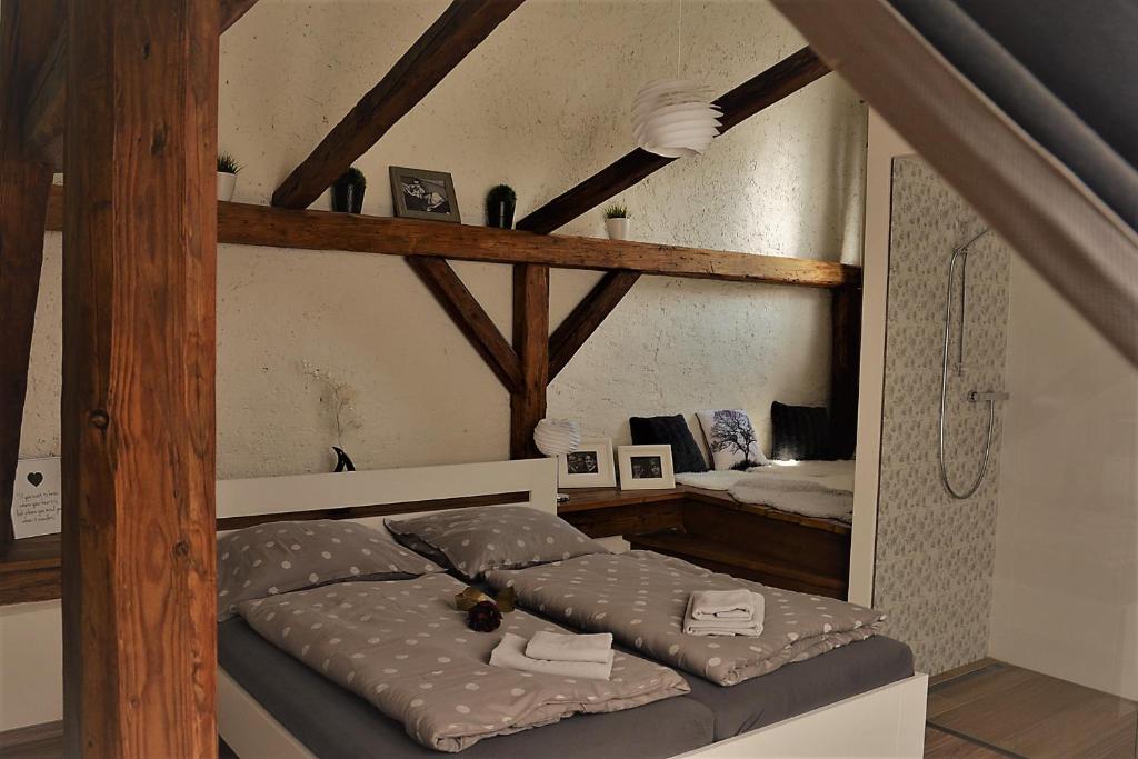 Postel nebo postele na pokoji v ubytování Penzion a relax centrum Andělka