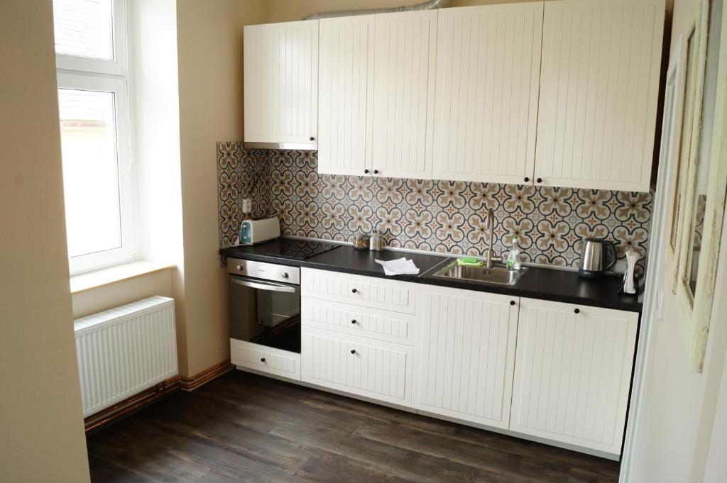 Kuchyň nebo kuchyňský kout v ubytování Apartmány Mary