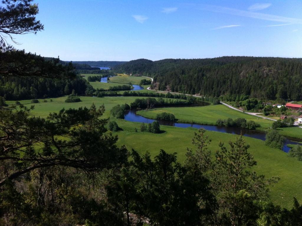 widok na rzekę i pole golfowe w obiekcie KynnefjällsNatur w mieście Hedekas