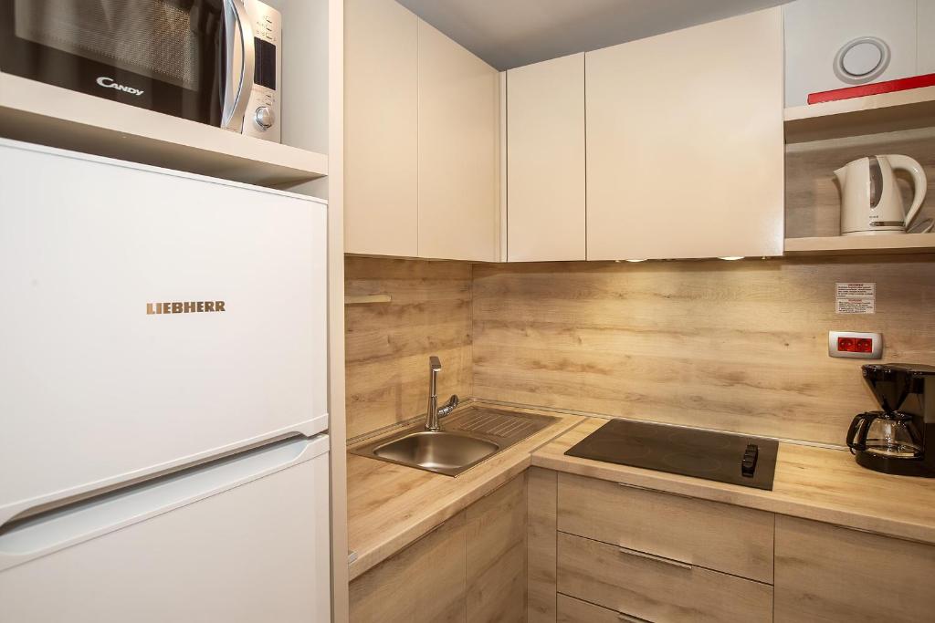 Kuchyň nebo kuchyňský kout v ubytování Mobile Homes Sanmar