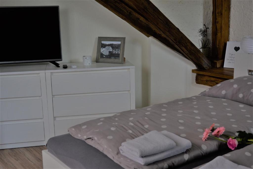 Postel nebo postele na pokoji v ubytování Penzion a relax centrum Andělka