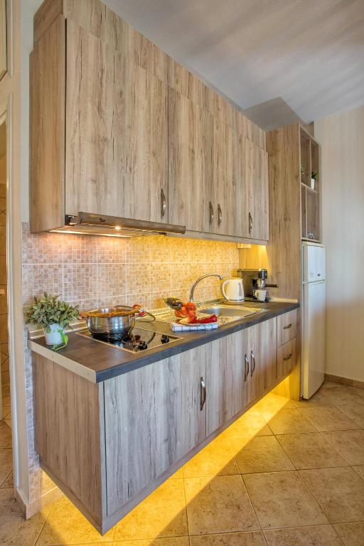 Kuchyň nebo kuchyňský kout v ubytování Golden Suites