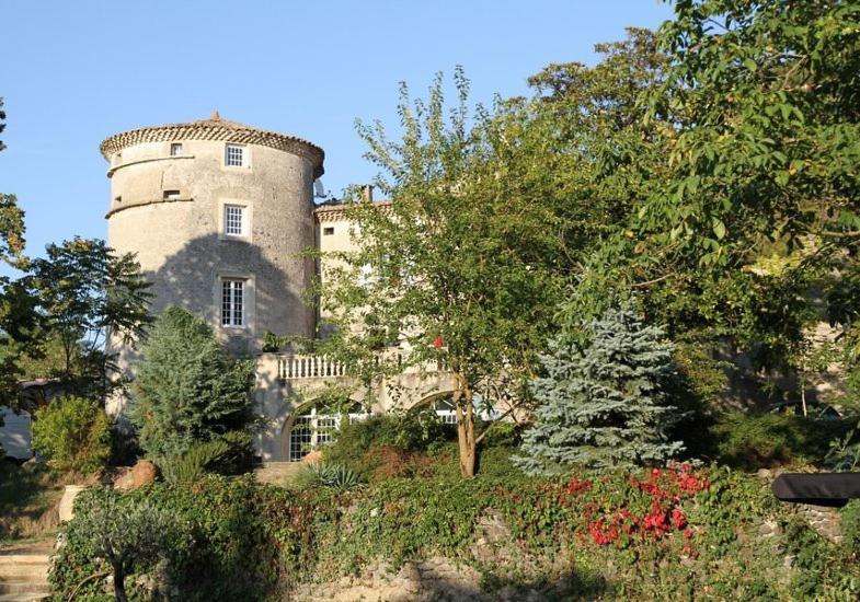 un grand château au sommet d'une colline dans l'établissement Chateau de Mauras, à Chomérac