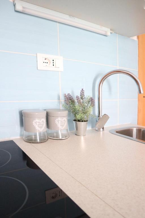 Kuchyň nebo kuchyňský kout v ubytování Apartments Keko