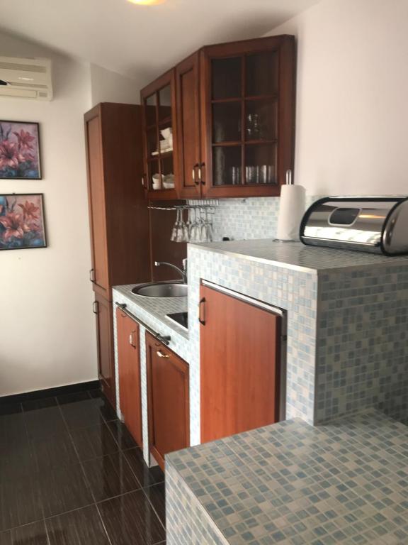 Kuchyň nebo kuchyňský kout v ubytování Sara Apartments Baska Voda