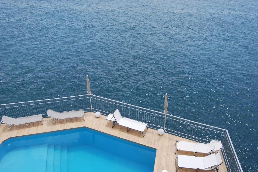 a swimming pool on the deck of a cruise ship at Villa Elizabeth in Conca dei Marini
