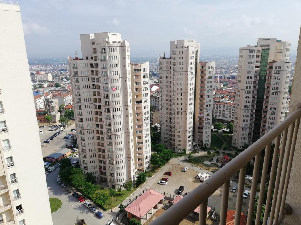 an aerial view of a city with tall buildings at شقق مفروشة غرفتين وصالون 110 in Bursa