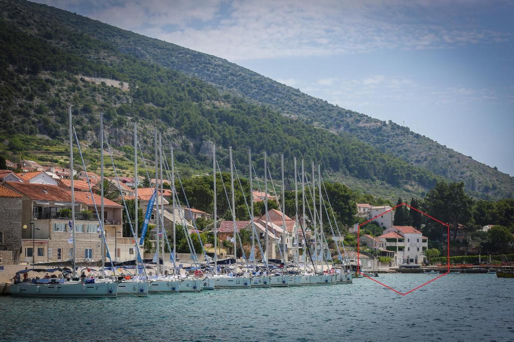 a bunch of boats are docked in a harbor at Apartments Laguna 2 in Bol