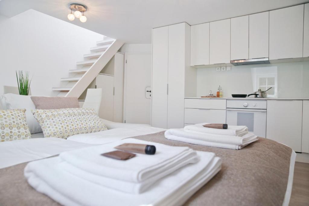 Kuchyň nebo kuchyňský kout v ubytování Apartments Hiša Pod Gradom