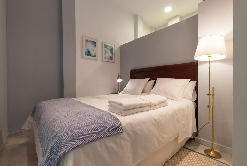 Łóżko lub łóżka w pokoju w obiekcie Precioso Apartamento Sevilla Centro