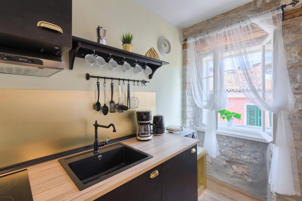 Kuchyň nebo kuchyňský kout v ubytování Luxury Apartment Fabris