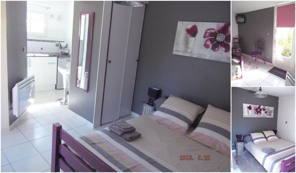 Postel nebo postele na pokoji v ubytování Gîte Studio Tarbes Pyrénées