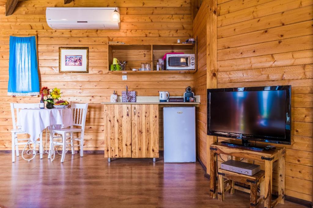 Kuchyň nebo kuchyňský kout v ubytování Nof Tzameret Cabins