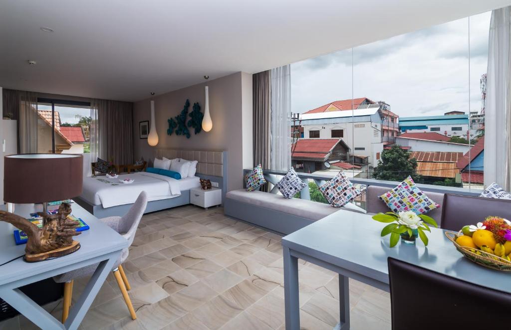 Balkón nebo terasa v ubytování Damrei Angkor Hotel