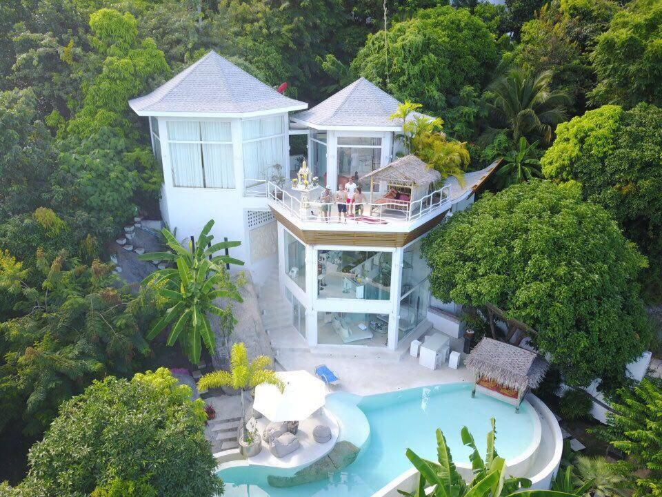 an aerial view of a house with a swimming pool at Sunshine Ocean Sea View in Chaweng