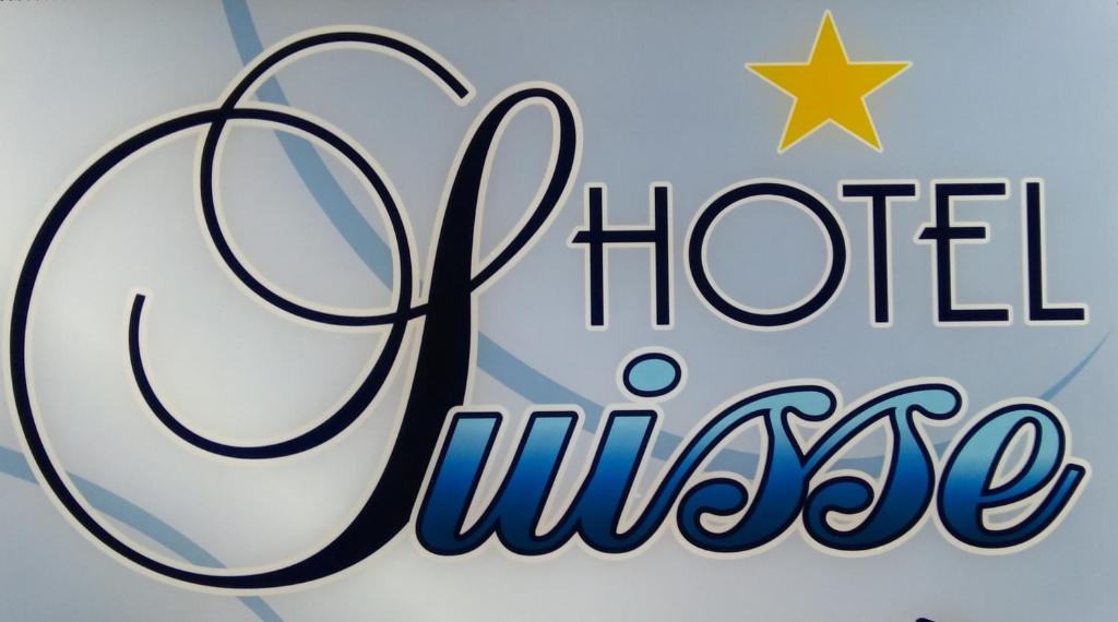una señal para los logotipos universales del hotel en Hotel Suisse, en Sestri Levante