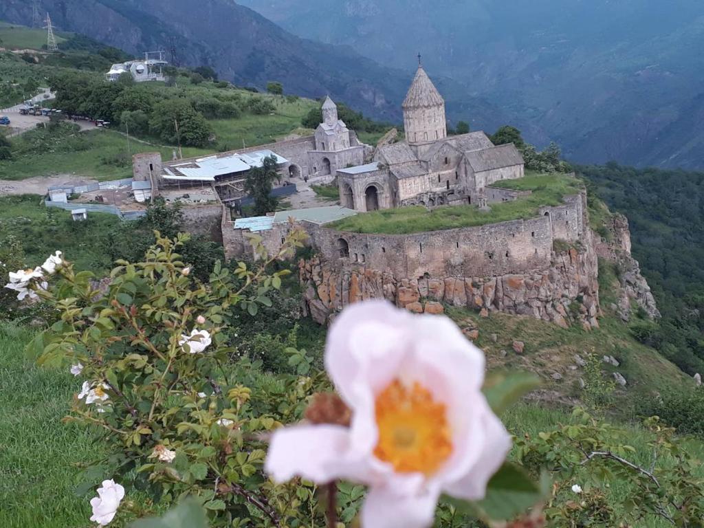 an old building on the side of a hill with a flower at Aida Bed & Breakfast in Tatʼev