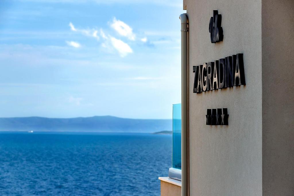 a view of the ocean from a hotel room at Villa Zagradina in Baška Voda