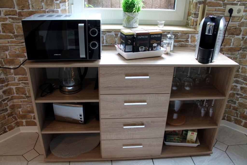 Kuchyň nebo kuchyňský kout v ubytování Ferienwohnung " Gecko 2 "