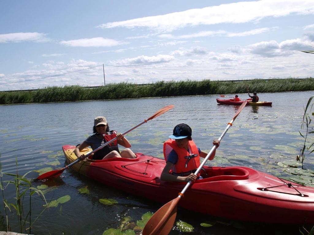 dos personas en kayaks en un río en el agua en Nad Krolewiecka, en Sztutowo