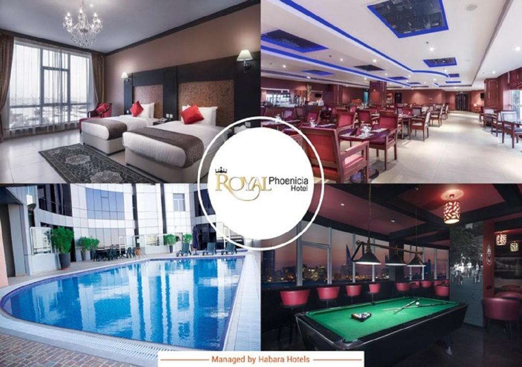 a collage of photos of a hotel with a pool at Royal Phoenicia Hotel in Manama