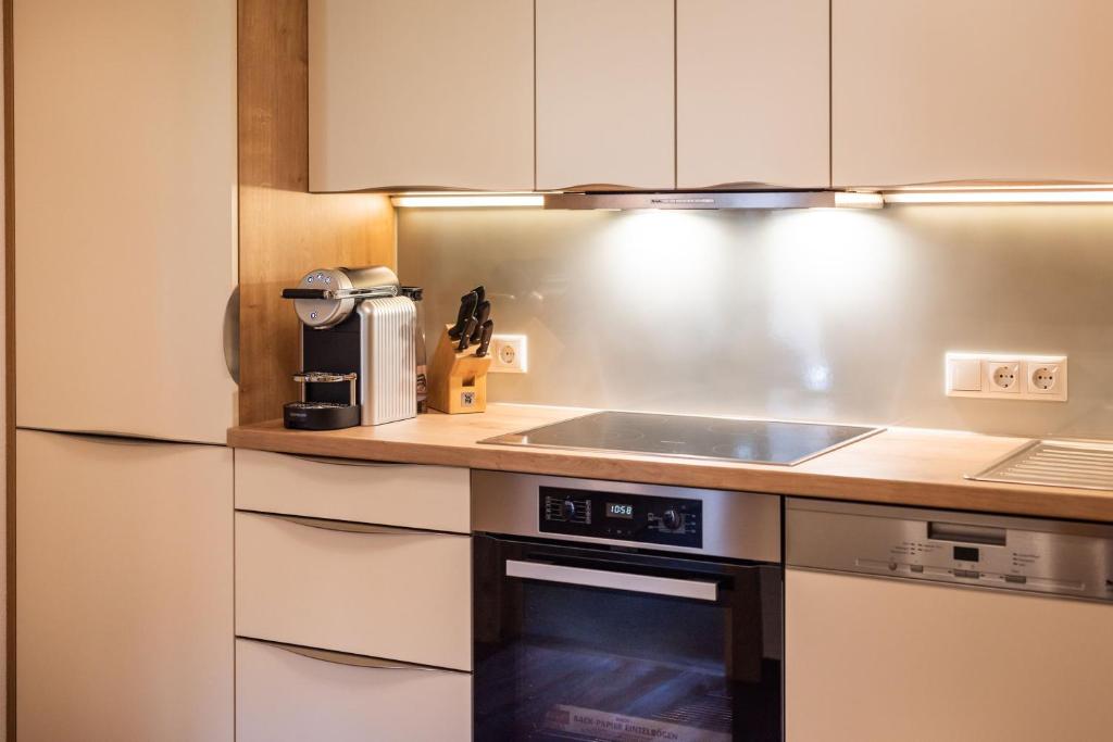 Kuchyň nebo kuchyňský kout v ubytování Viktoria Lodges