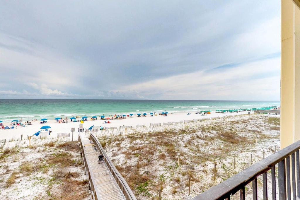 a view of the beach from the balcony of a condo at Surf Dweller #306 in Fort Walton Beach