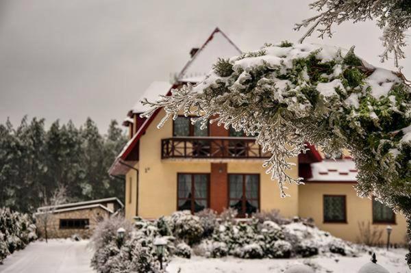 a house covered in snow in front at Kwatera Pod Bukowa Gora in Zwierzyniec