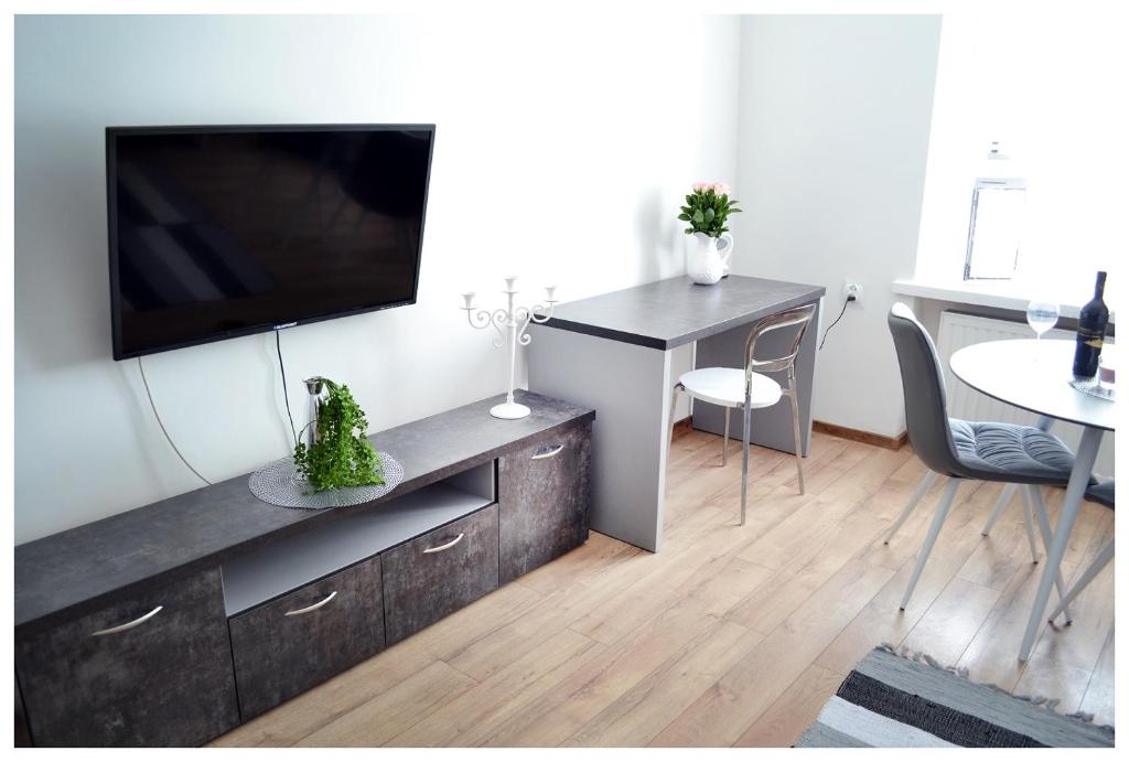 Televízia a/alebo spoločenská miestnosť v ubytovaní Color24 Apartament