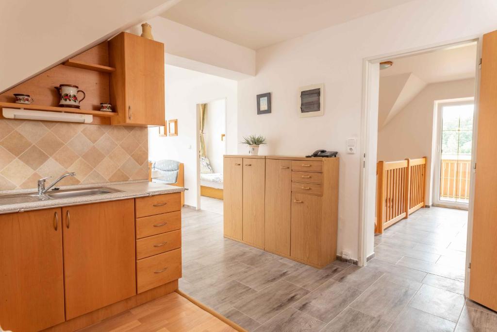 Kuchyň nebo kuchyňský kout v ubytování Apartmány Sen