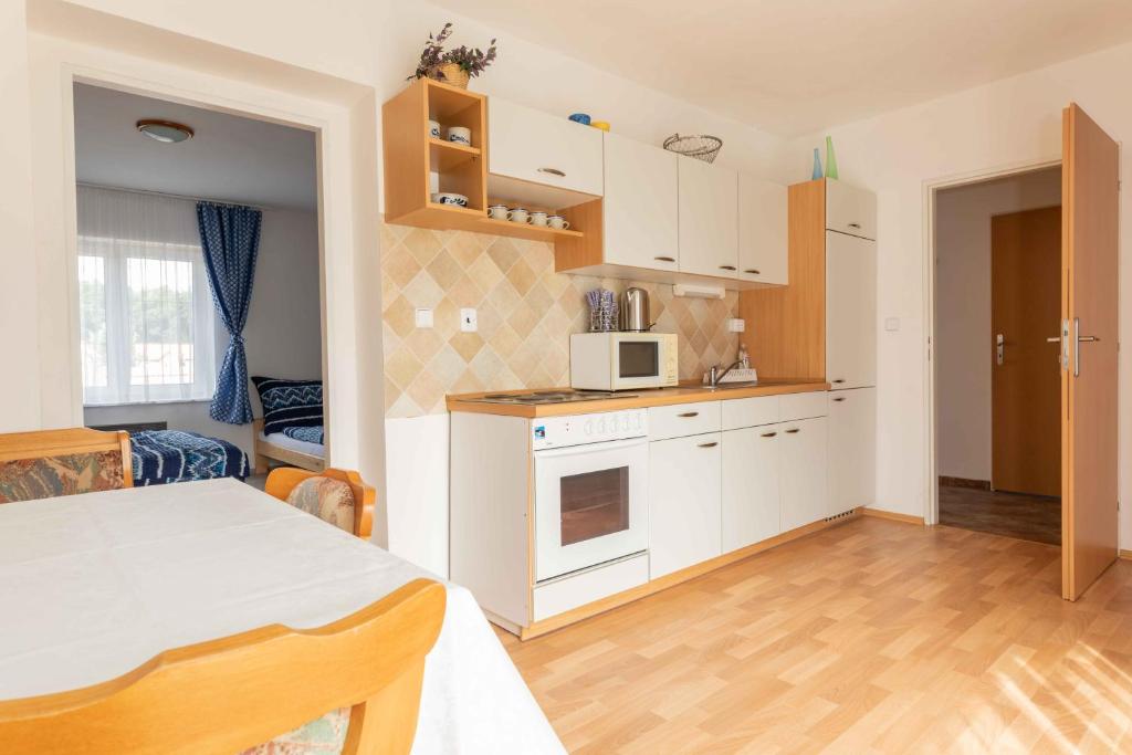 Kuchyň nebo kuchyňský kout v ubytování Apartmány Sen