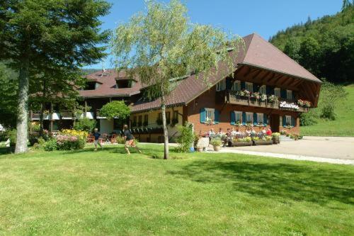 a large house with a lawn in front of it at Akzent Hotel Lawine in Todtnau