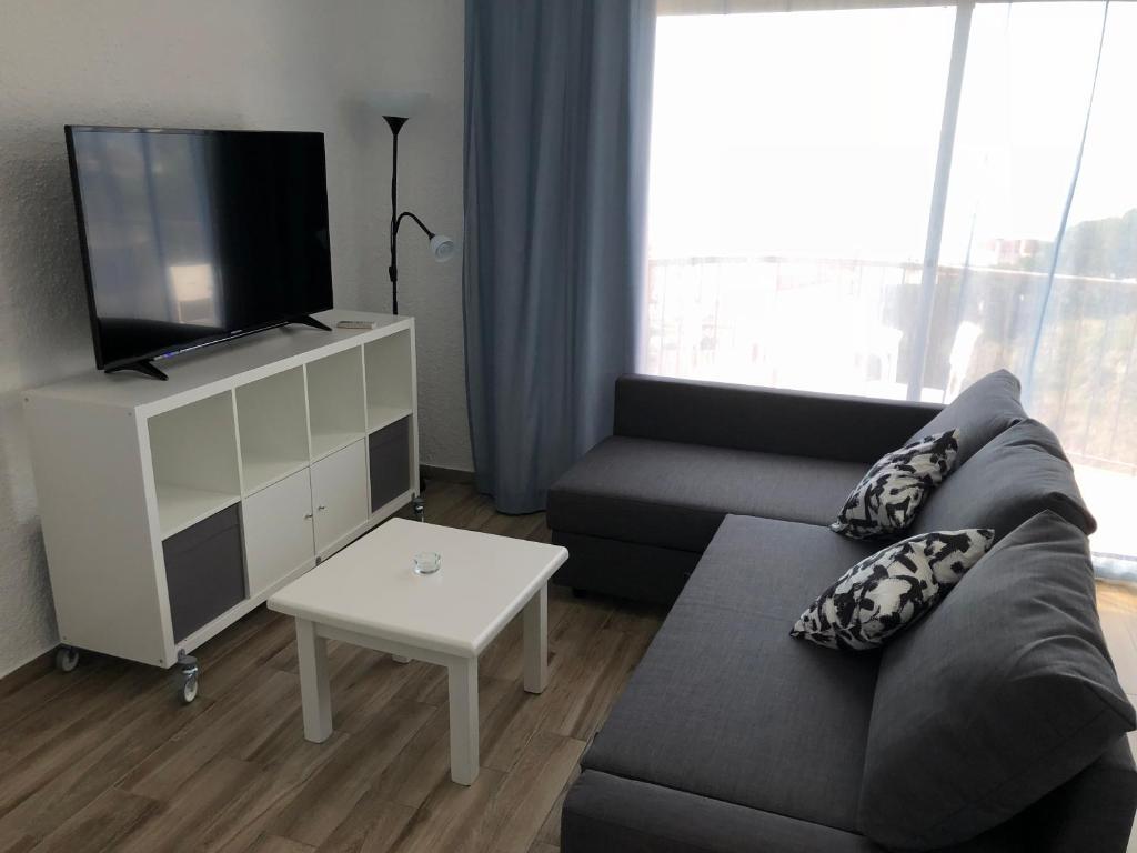 Televízia a/alebo spoločenská miestnosť v ubytovaní Apartamentos AR Muntanya Mar