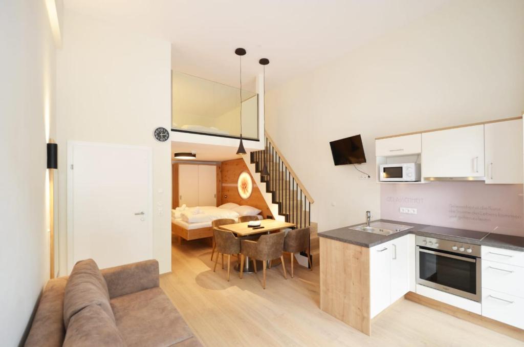 Kuchyň nebo kuchyňský kout v ubytování ''die Bergerin'' | Appartements Schladming