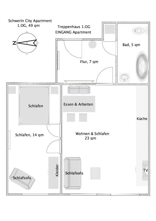 Půdorys ubytování Schwerin City Apartment