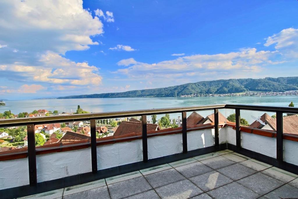 a view of the danube river from a balcony at Penthouse SeePanorama in Bodman-Ludwigshafen