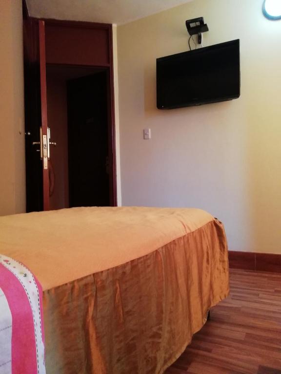 TV a/nebo společenská místnost v ubytování Hospedaje Oasis