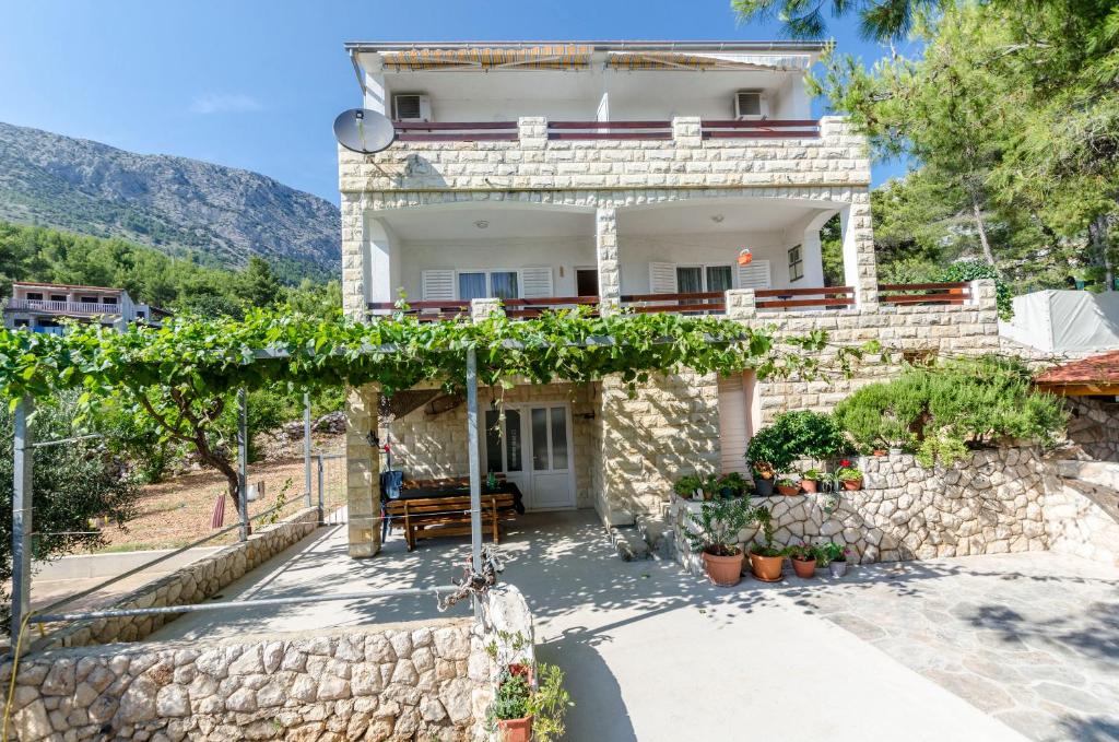 a house with a bunch of plants in front of it at Apartments Caric in Ivan Dolac