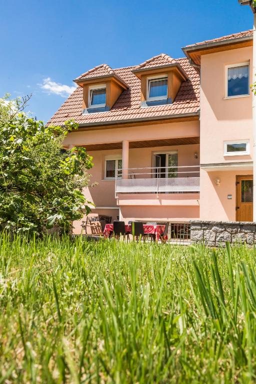 une maison avec de l'herbe devant elle dans l'établissement Chez Christian, à Breitenbach-Haut-Rhin