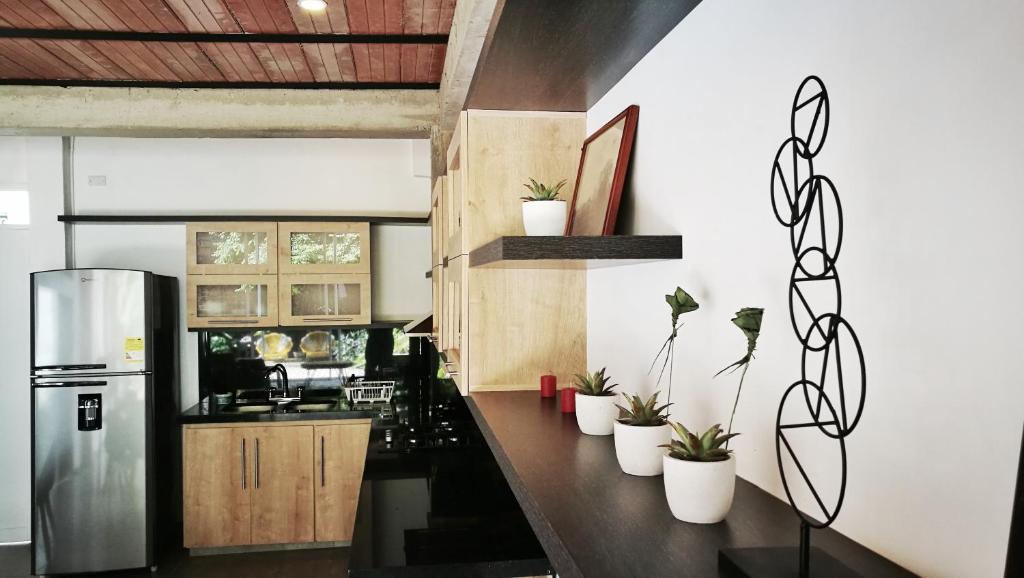 Kuchyň nebo kuchyňský kout v ubytování Moonshine Boutique Hostal