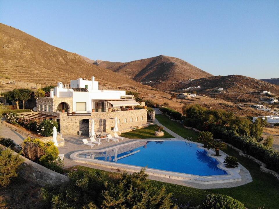 an aerial view of a house with a swimming pool at Anna-Marie 1 in Parikia