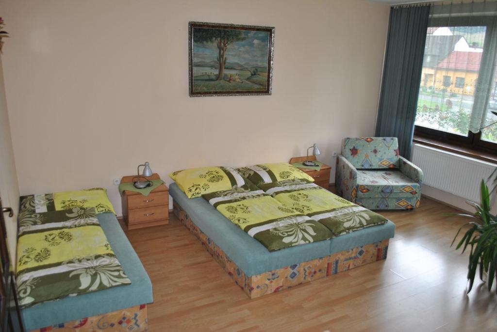 Un pat sau paturi într-o cameră la Penzion Diana
