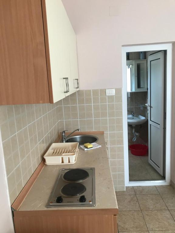 Kuchyň nebo kuchyňský kout v ubytování Apartmani Tomovic