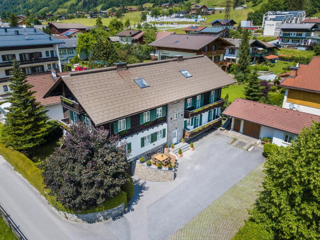 an aerial view of a house with a roof at Ferienhaus Antonia in Dorfgastein