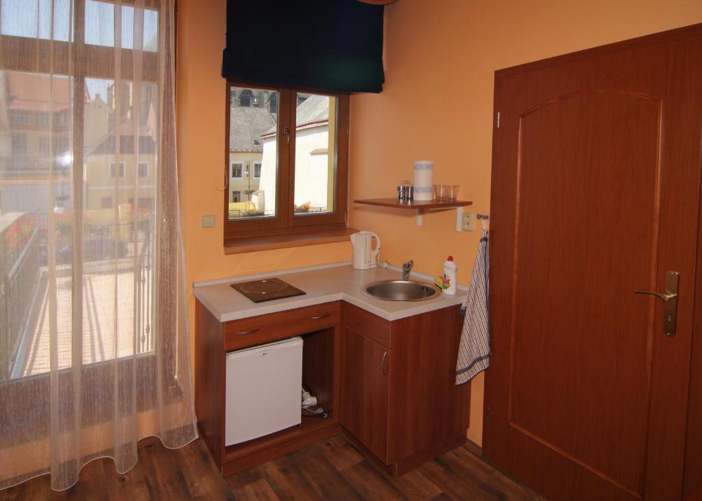 Kuchyň nebo kuchyňský kout v ubytování Hotel U Radnice