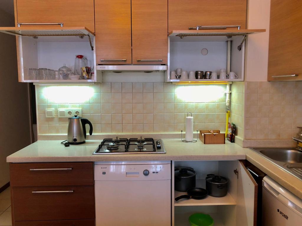 Kuchyň nebo kuchyňský kout v ubytování Taksim House Suites