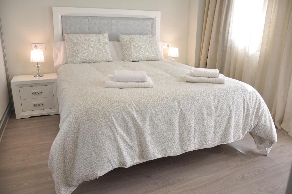Postel nebo postele na pokoji v ubytování Apartamentos Sábora