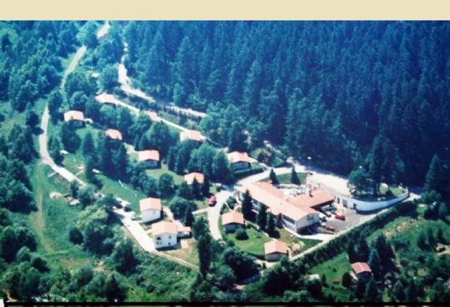 eine Luftansicht eines Hauses inmitten eines Waldes in der Unterkunft Ferienpark Sonnenhof in Tambach-Dietharz