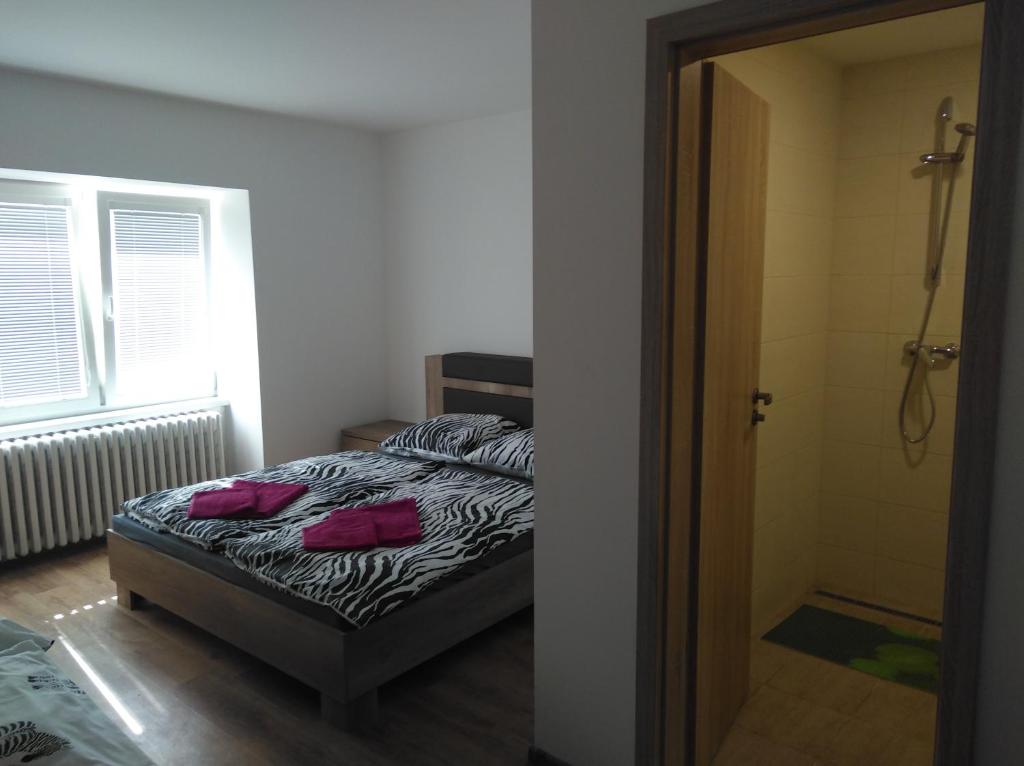 A bed or beds in a room at Ubytovanie Janka